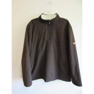 ORVIS Brown Sherpa Lined Pullover XL 1/4 Zip Long Sleeve Mock Neck Sweater